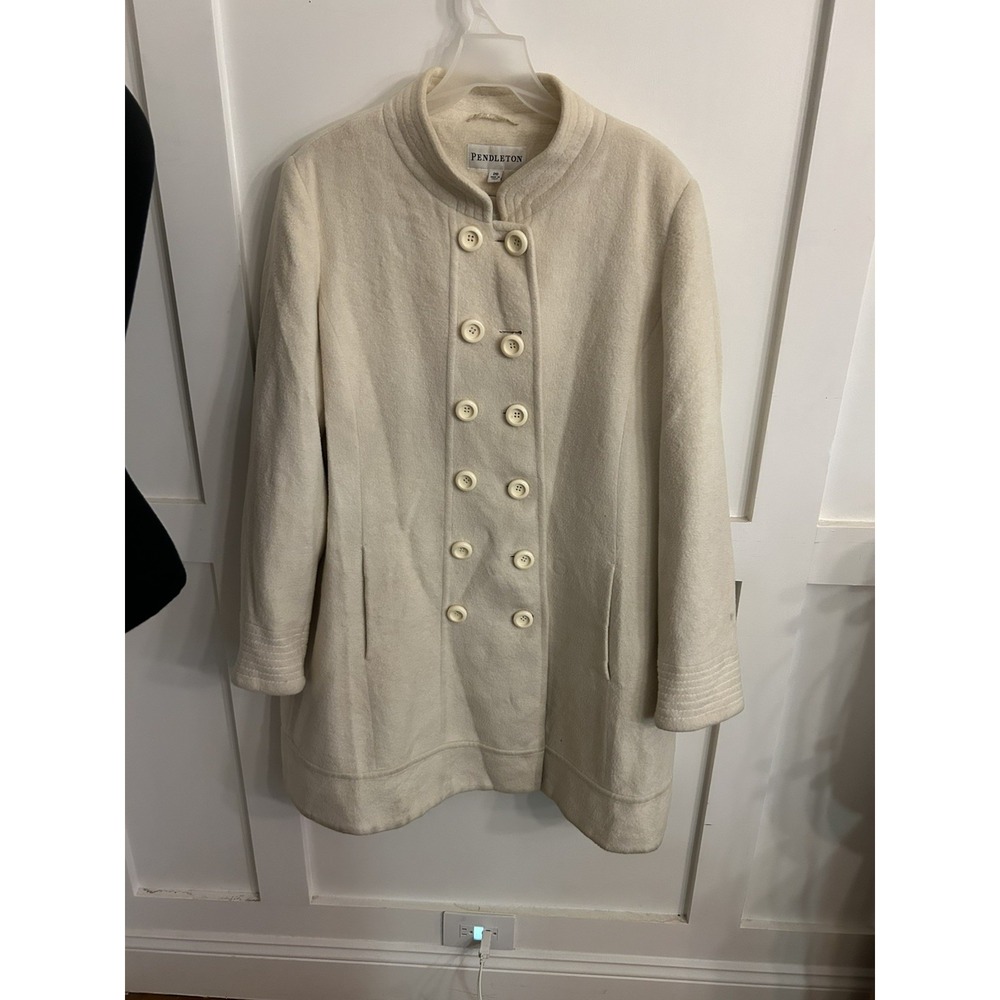 Pendleton Womens Wool Size 20 Classic Double Breasted Lined Coat Ivory